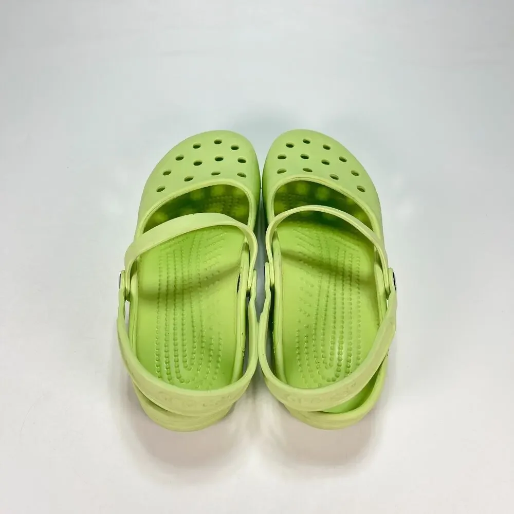 Crocs Mary Jane Clogs Green Lightweight Comfort Slip On Casual Shoes Womens Sz 8